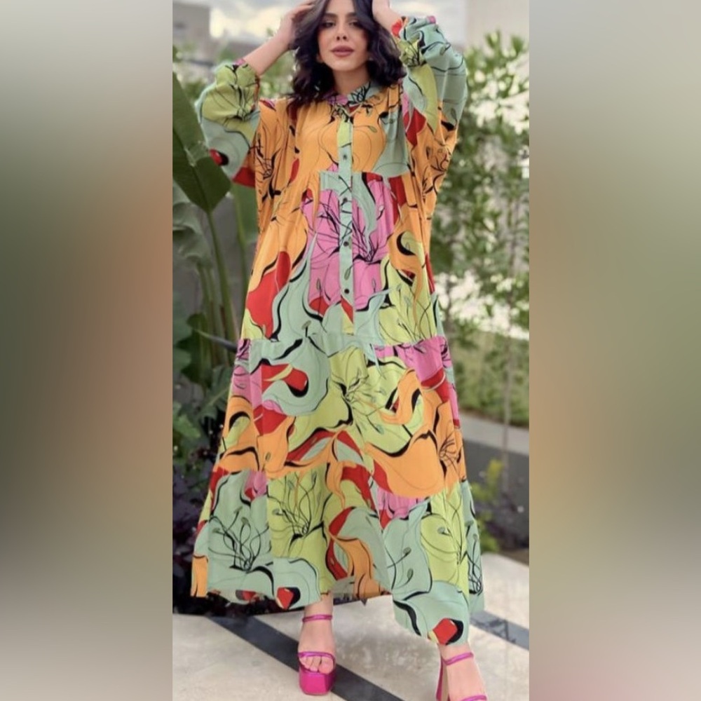 Gipci Mediterranean multicolored maxi dress L/XL